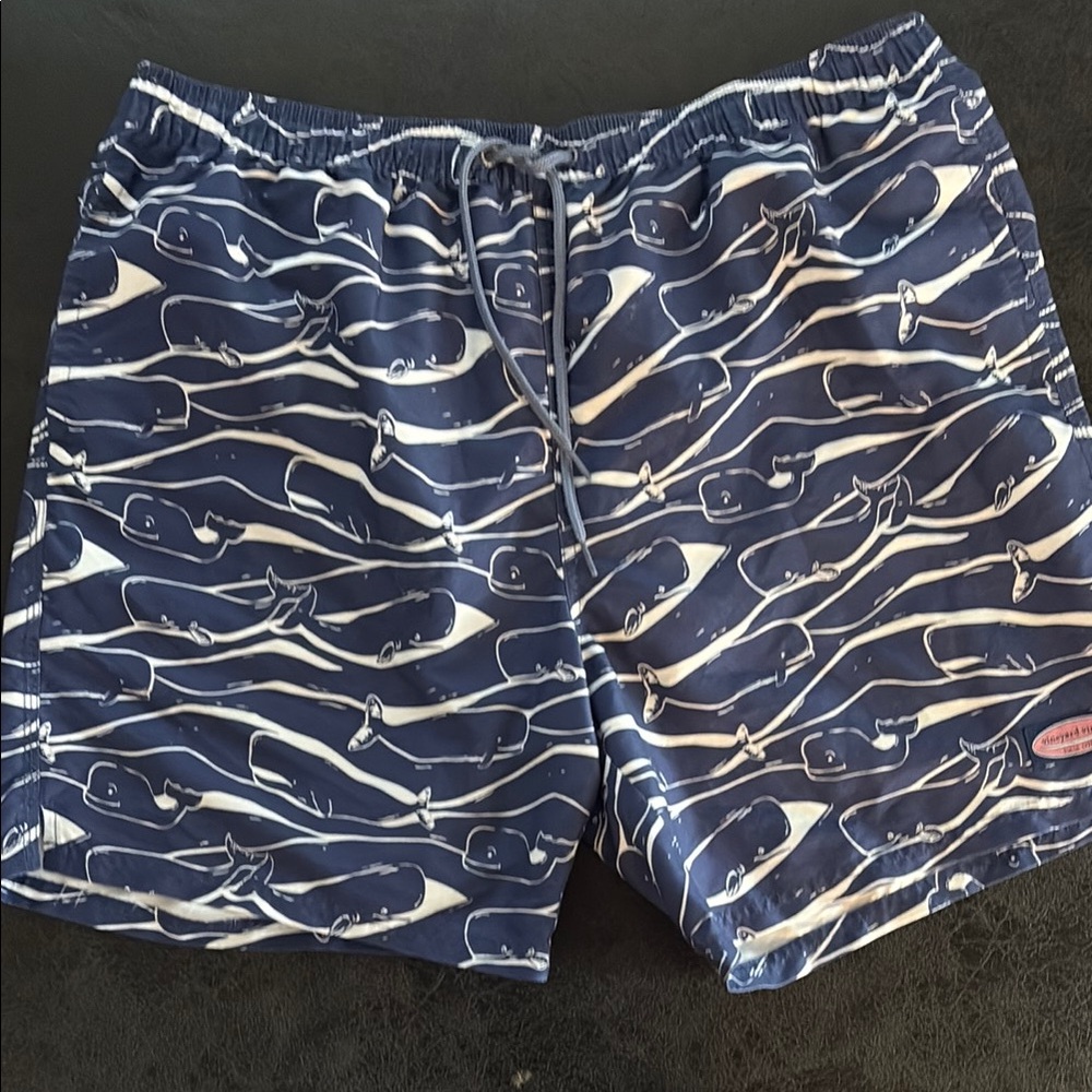 Nautical Blue Whale Print Vineyard Vines Men's Swim Shorts